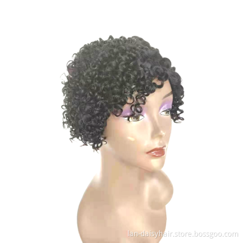 Wholesale Jerry  Short Curly  Human Hair Bob Cut With real Hairline none Lace Wigs